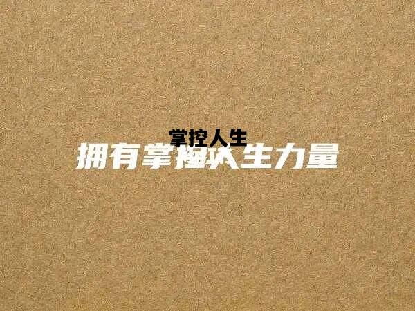 掌控人生的简单介绍