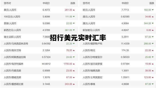 招行美元实时汇率，招行美元实时汇率查询