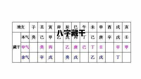 八字藏干，一张图看懂自己的八字