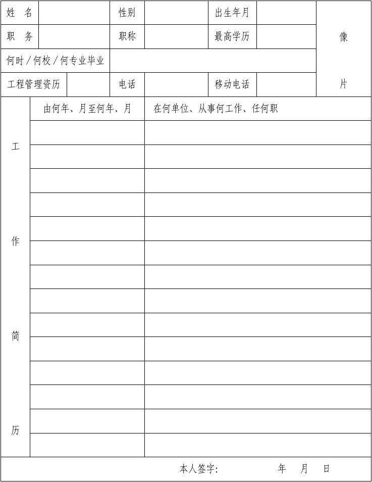 个人履历表，个人履历表模板word