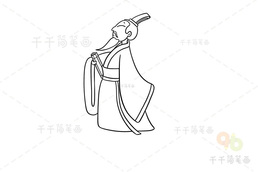屈原简笔画，屈原简笔画帅气
